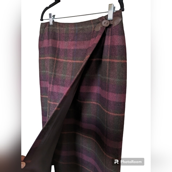Talbots vintage plaid midi wrap skirt wool blend sz 14 - Picture 4 of 8